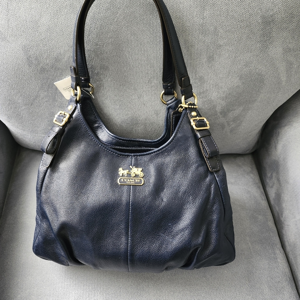 Coach Dark Blue Leather Shoulder Bag
